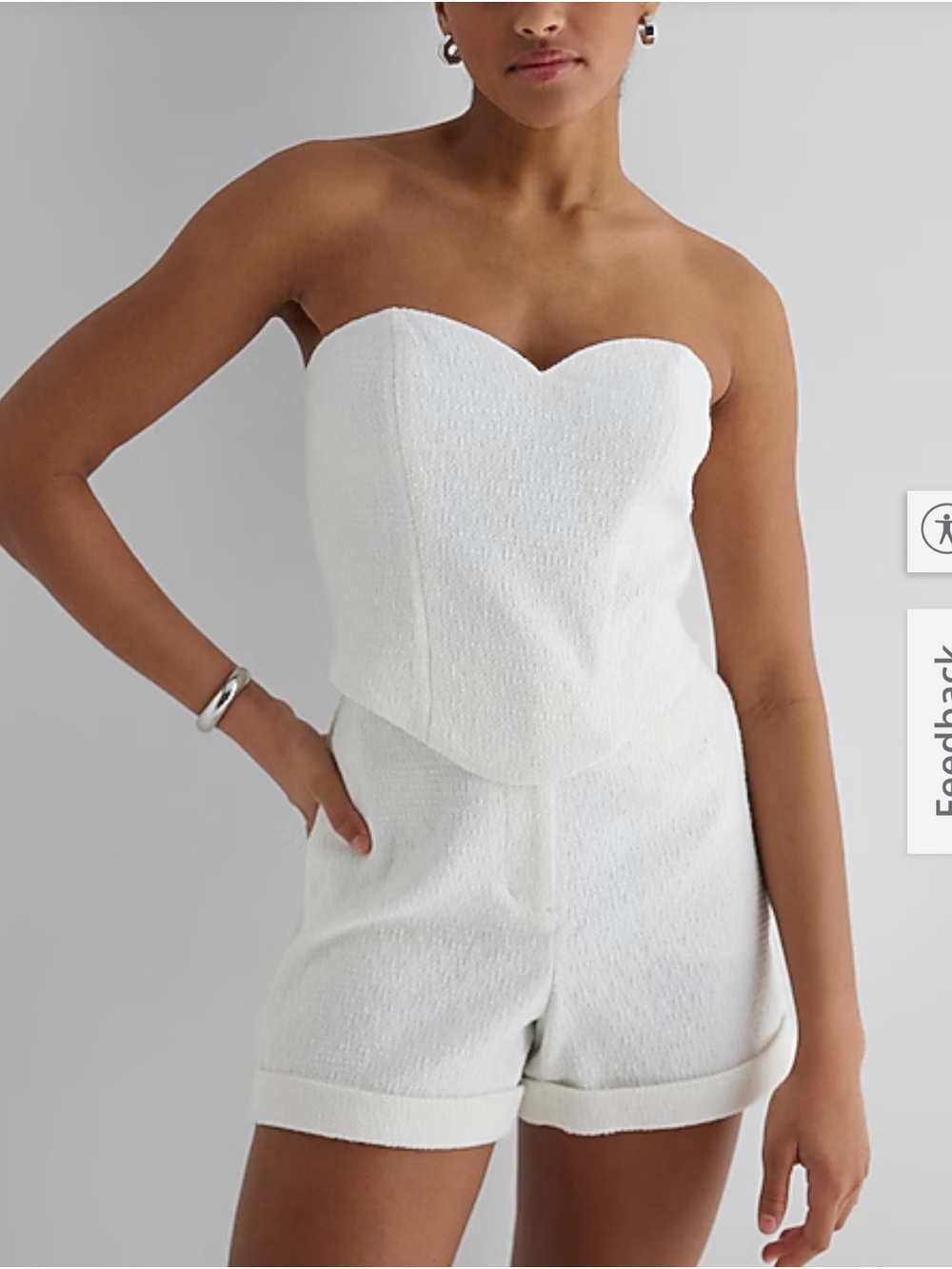 Express Metallic Tweed Sweetheart Neckline Corset Tube Top